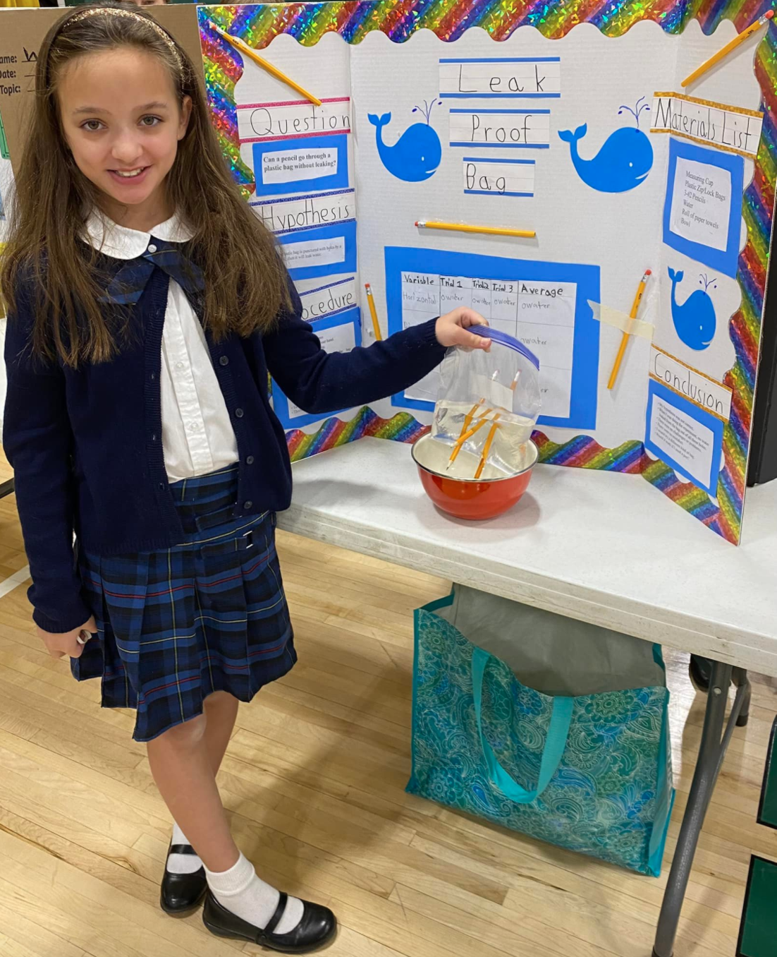 Girl with science project